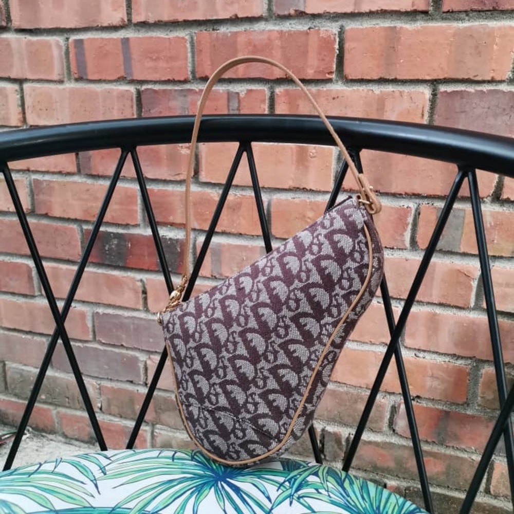 Dior Vintage Pochette Saddle Bag in classic Dior Monogram